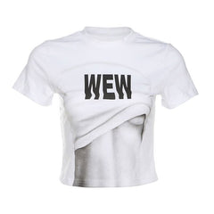 Short sleeve crewneck letter print top