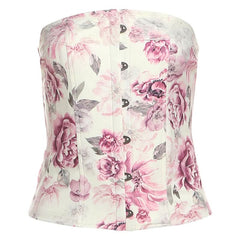 Flower print button tube top