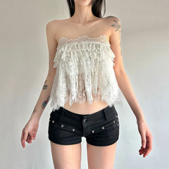 Lace ruffle 2 piece tube top