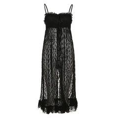Self tie lace see through cami crop top