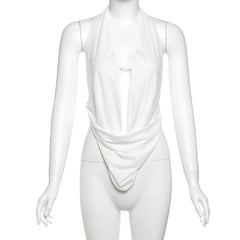 Halter backless self tie ruched top