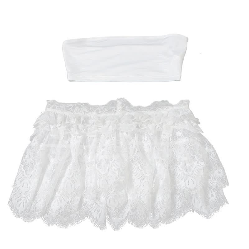 Lace ruffle 2 piece tube top