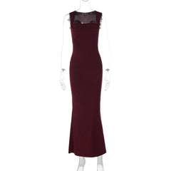 Square neck ruched solid maxi dress