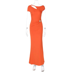Hollow out cap sleeve ruched backless cut out maxi dress