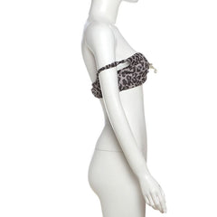 Leopard print flower applique off shoulder tube top