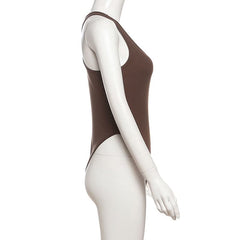 Button u neck solid tank bodysuit
