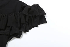 Ruffle u neck mesh sleeveless solid top