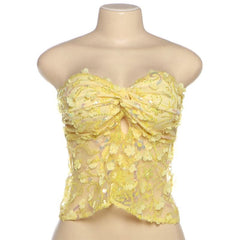 Glitter flower applique backless tube top