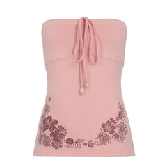 Flower print self tie tube top
