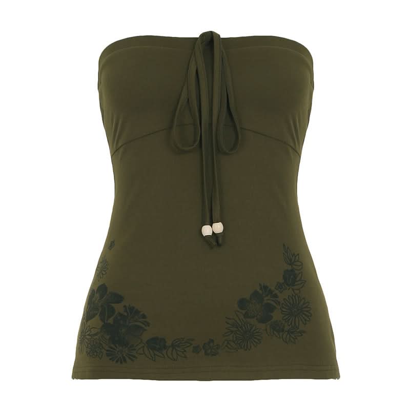 Flower print self tie tube top