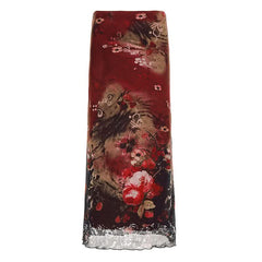 Contrast print mesh maxi skirt