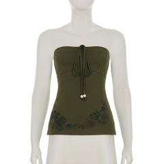 Flower print self tie tube top
