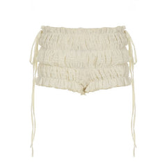 Smocked ruched self tie top