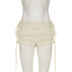 Smocked ruched self tie top