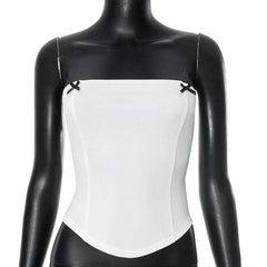 Bowknot solid backless tube top