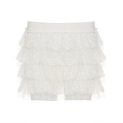 Lace A line ruched mini skirt
