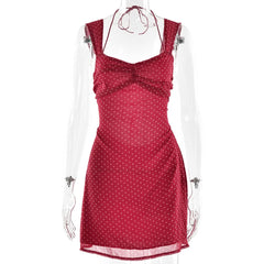 Polka dot lace up cami mini dress