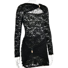 Long sleeve hollow out ruched cut out mini dress