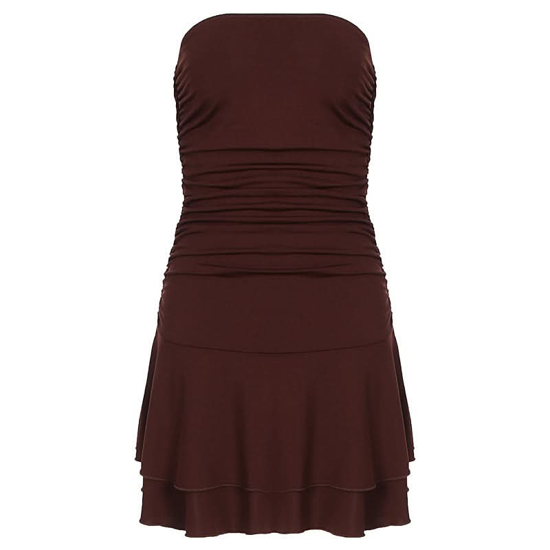 Ruched solid tube mini dress