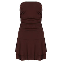 Ruched solid tube mini dress