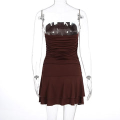 Ruched solid tube mini dress