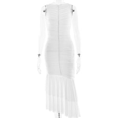 Ruched ruffle sleeve maxi dress