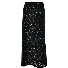 Lace see through maxi skirt