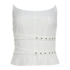 Corset irregular solid backless tube top