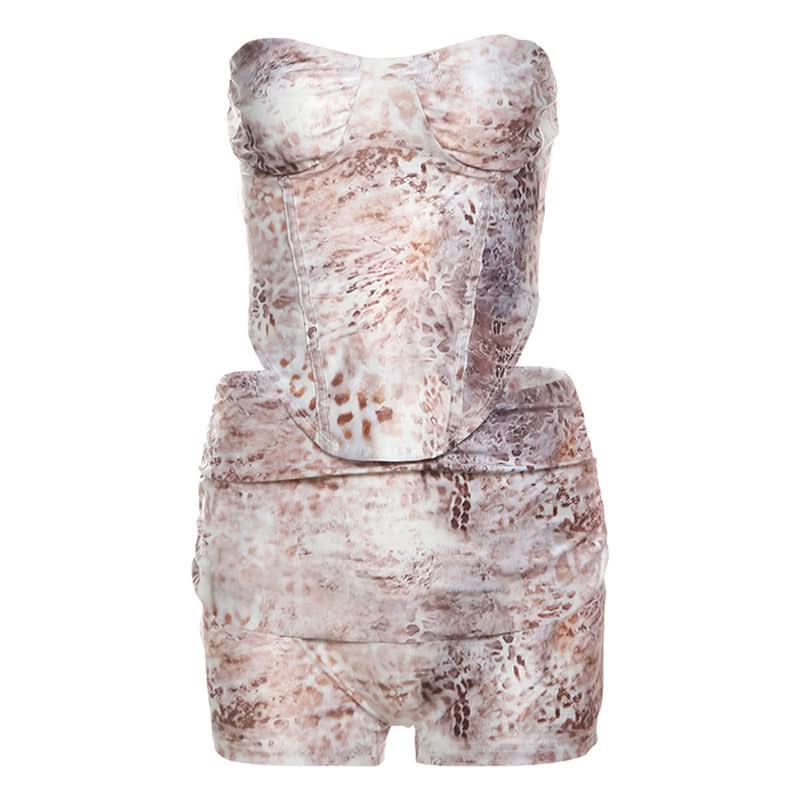 Leopard print backless tube pant set