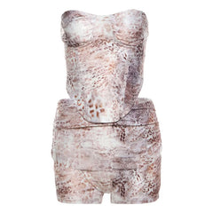 Leopard print backless tube pant set