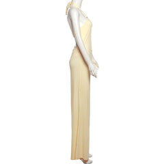 Hollow out halter solid maxi skirt set