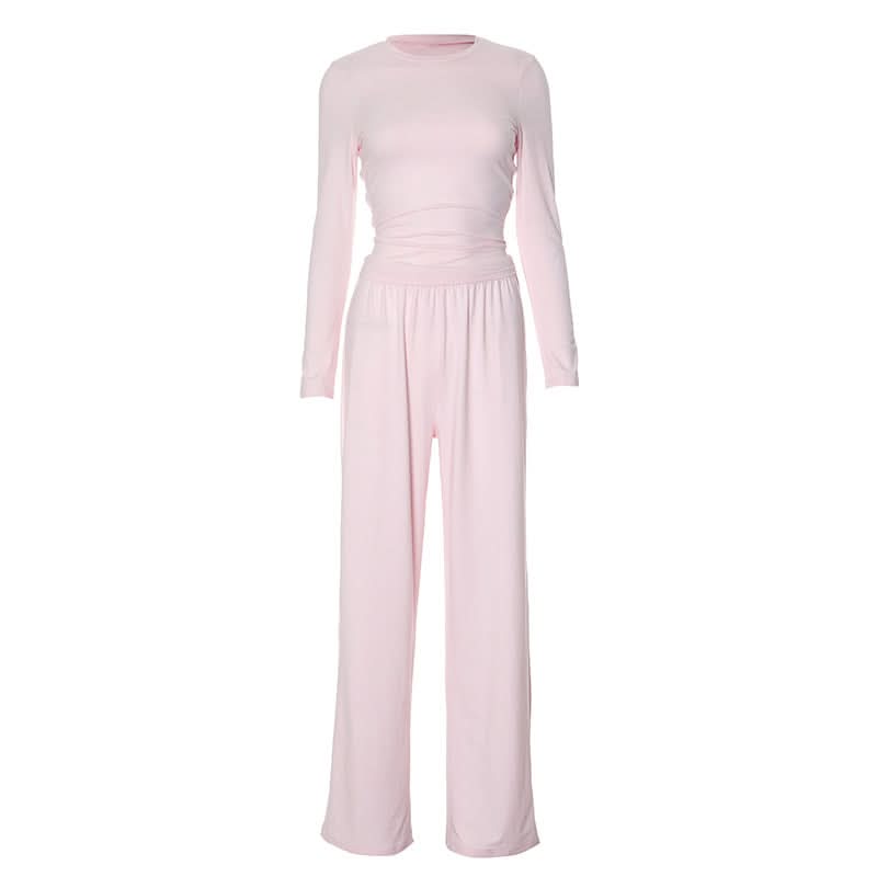 Long sleeve crewneck solid pant set