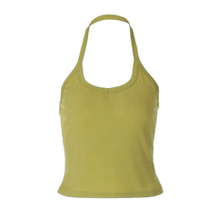 Halter backless u neck solid top