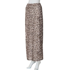 Leopard print mesh maxi skirt