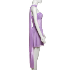 Ruched sweetheart neck mesh tube mini dress