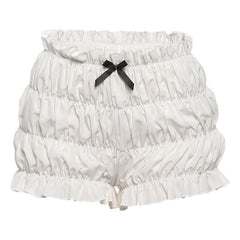 Bowknot ruffle ruched medium rise short pant