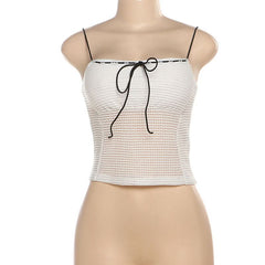 Square neck self tie spaghetti strap top