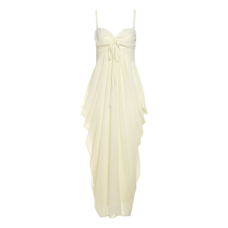 Ruched v neck hollow out cami cut out maxi dress