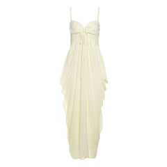 Ruched v neck hollow out cami cut out maxi dress