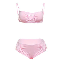 Hollow out square neck ruched cami pant set