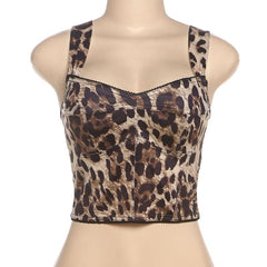 Leopard print v neck backless cami top