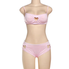 Hollow out square neck ruched cami pant set