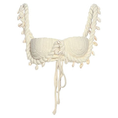 Self tie knitted square neck backless top