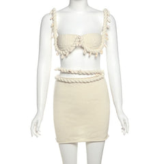 Self tie knitted square neck backless top