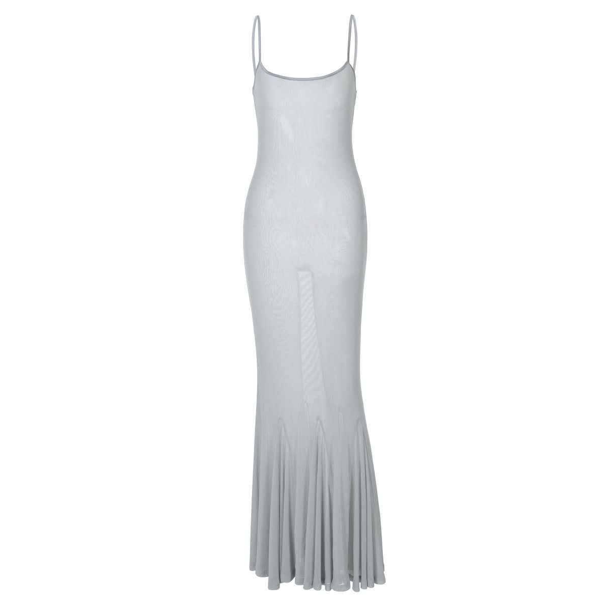 U neck backless solid cami midi dress