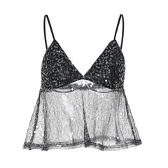 Glitter v neck backless cami top