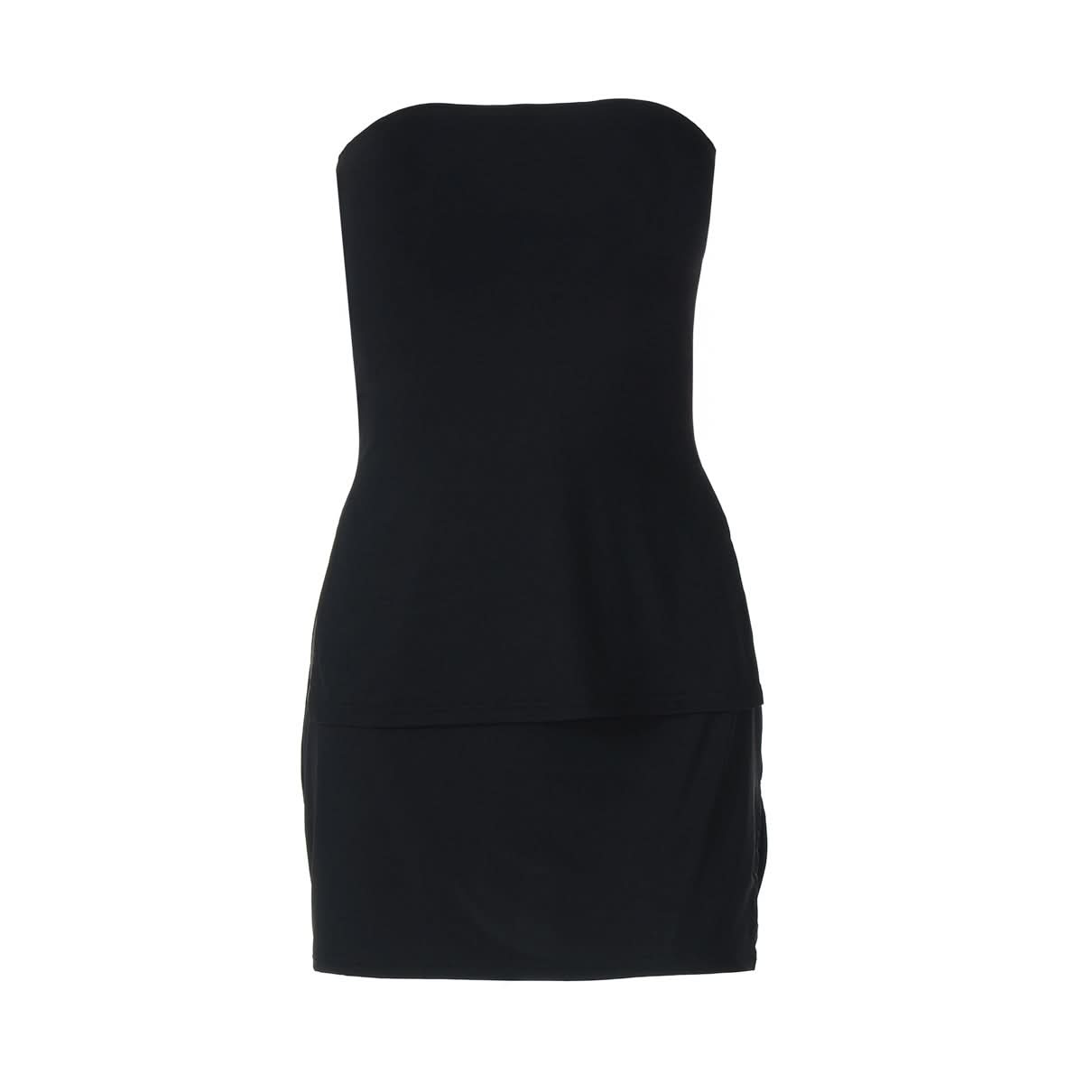 Slit irregular backless solid tube mini skirt set