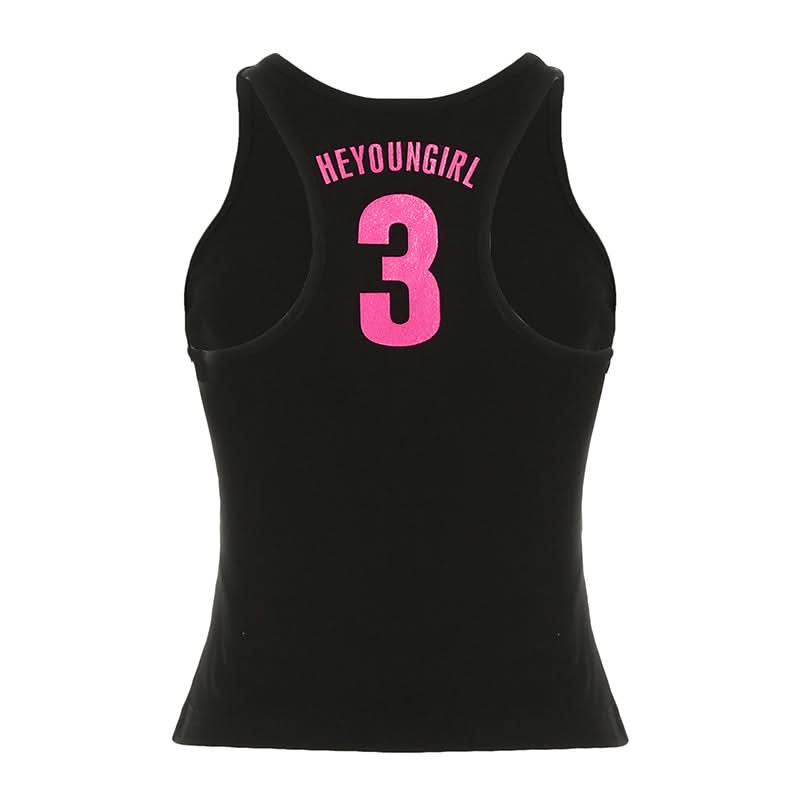 Round neck “HEYOUNGIRL 3â€?pattern top