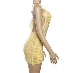 One shoulder irregular hollow out self tie cut out mini dress