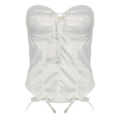 Bowknot sweetheart neck satin self tie tube top